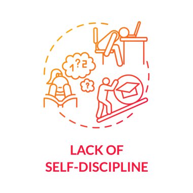 Lack of self discipline concept icon. Distance education process. School work. Procrastination. Academic burnout. idea thin line illustration. Vector isolated outline RGB color drawing clipart