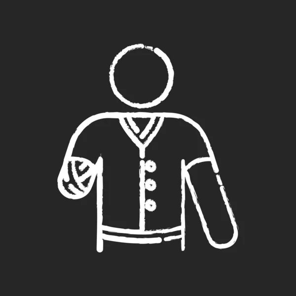 Ручний Підсилювач Крейди Біла Піктограма Чорному Тлі Людина Обмеженими Можливостями — стоковий вектор