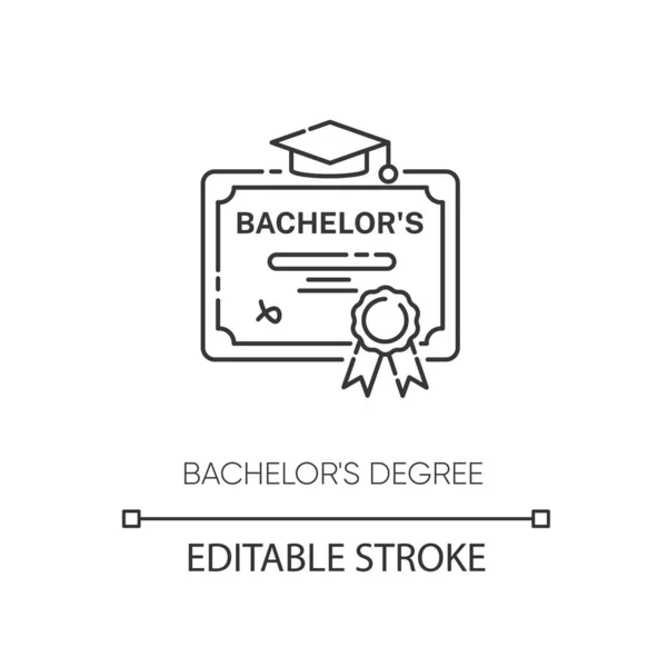 Bachelors Diploma Pixel Tökéletes Lineáris Ikon Felsőoktatás Vékony Vonal Testreszabható — Stock Vector