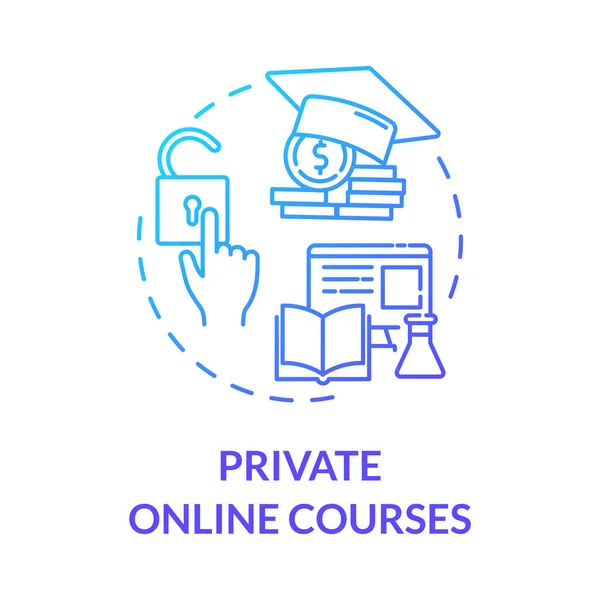 Prive Online Cursussen Concept Icoon Leren Onderwijzen Online Onderwijs Digitale — Stockvector