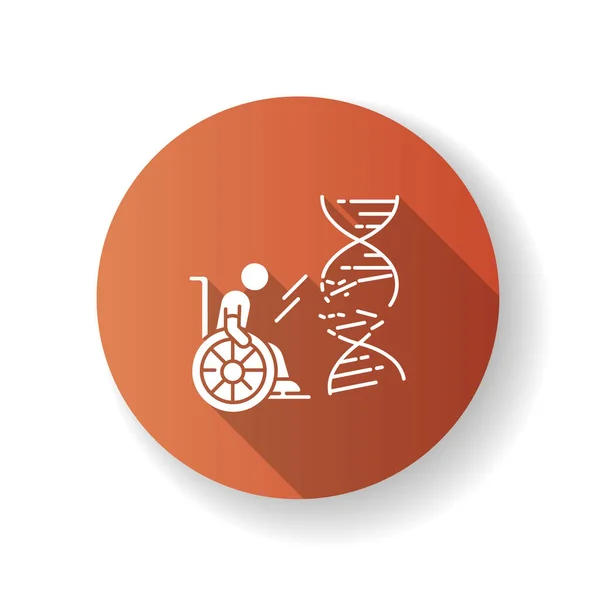 Genetikai Feltételek Piros Lapos Design Hosszú Árnykép Ikon Fogyatékos Ember — Stock Vector