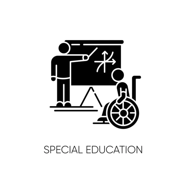 Icono Glifo Negro Educación Especial Símbolo Silueta Educación Inclusiva Espacio — Vector de stock