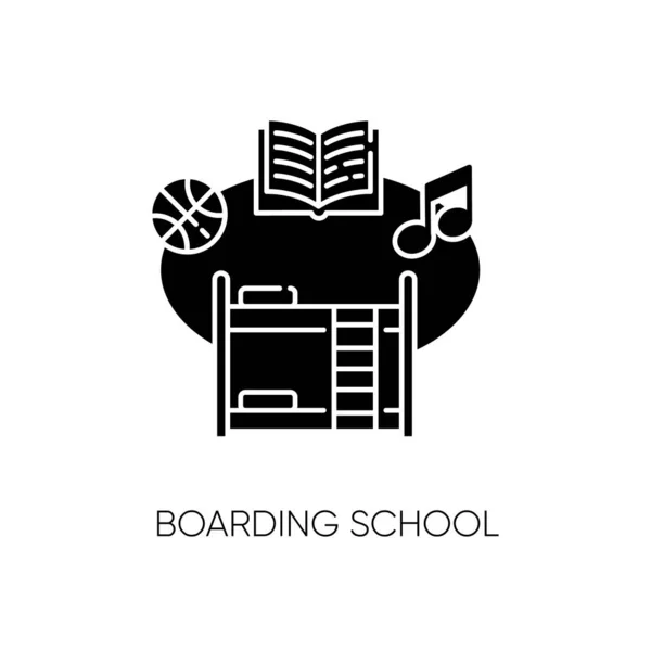 Boarding School Black Glyph Icon Educational Institution Extracurricular Activities Accommodation — Stock Vector