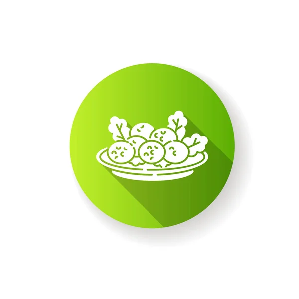 Falafel Diseño Plano Verde Icono Glifo Sombra Larga Plato Bolas — Vector de stock
