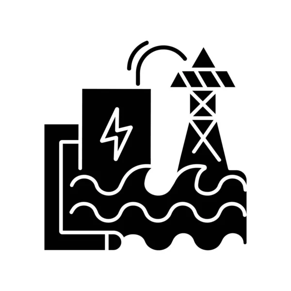 Wave Energie Zwart Glyph Pictogram Ecologisch Veilige Silhouet Symbool Van — Stockvector