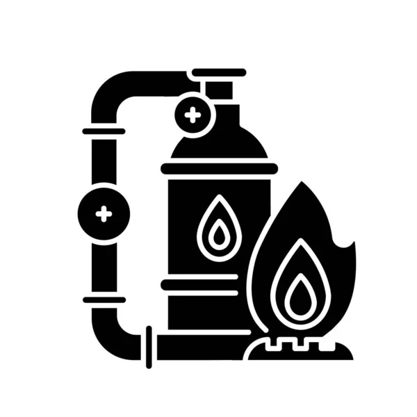 Icona Del Glifo Nero Dell Industria Del Gas Simbolo Silhouette — Vettoriale Stock