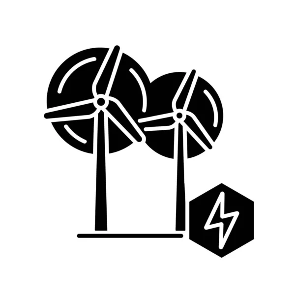 Wind Power Plant Black Glyph Icon Alternative Energy Industry Silhouette — Stock Vector