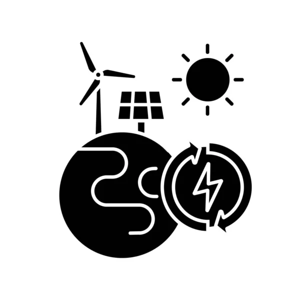 Hernieuwbare Energie Zwart Glyph Icoon Alternatieve Energieopwekking Bronnen Silhouet Symbool — Stockvector