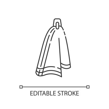 Kumaş peçete doğrusal simgesi. Sorumlu tüketim, sıfır atık yaşam tarzı. Tüketim karşıtı ince çizgi özelleştirilebilir illüstrasyon. Contour sembolü. Vektör izole çizim. Düzenlenebilir vuruş