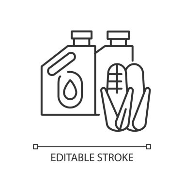 Biyoyakıt doğrusal simgesi. Alternatif enerji, çevre koruma ince çizgi özelleştirilebilir illüstrasyon. Contour sembolü. Ekolojik olarak temiz enerji. Vektör izole çizim. Düzenlenebilir vuruş
