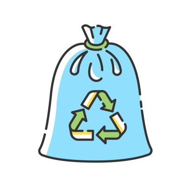 Compostable trash bag RGB color icon. Waste recycling. Refusing from plastic litter bags. Eco friendly, biodegradable materials use isolated vector illustration clipart