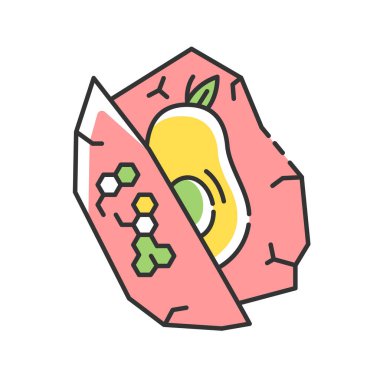 Balmumu gıda ambalajı RGB renk simgesi. Sürdürülebilir yaşam tarzı, sıfır atık. Doğal gıda depolama elementi. Biyolojik çözünürlükte avokado izole edilmiş vektör çizimi