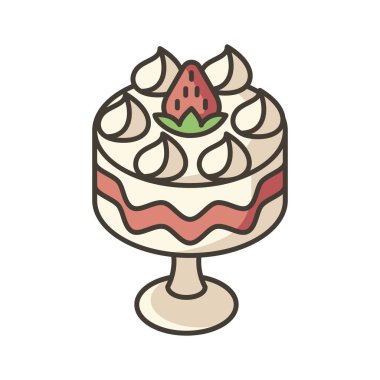 Trifle RGB color icon. Fruit dessert with whipped cream. Classic British cuisine. Traditional English dessert. European sweets. Authentic sweet food. Isolated vector illustration clipart