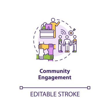 Toplum çarpışma konsepti ikonu. Proje için takım çalışması. Birlik desteği. İş ortaklığı ince çizgi çizimi. Vektör izole edilmiş RGB renk çizimi. Düzenlenebilir vuruş