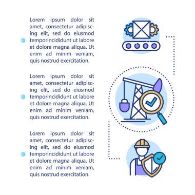 Metinli İşçi Hakları Koruma Konsepti simgesi. Ekolojik üretim. Ağır endüstriyel imalat. PPT sayfa vektör şablonu. Broşür, dergi, kitapçık tasarım ögesi doğrusal çizimler