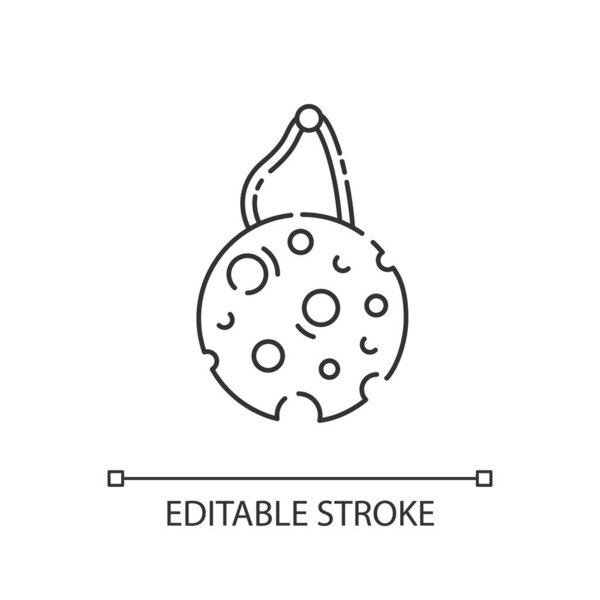Eco sponge linear icon. Zero waste thin line customizable illustration. Contour symbol. Reusable household product. Kitchen, bath sponge vector isolated outline drawing. Editable stroke