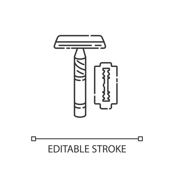 Icono Lineal Afeitar Reutilizable Consumo Responsable Cero Residuos Línea Delgada — Vector de stock