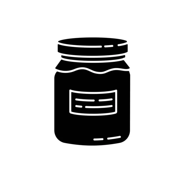 Glazen Pot Zwart Glyph Icoon Geen Afval Silhouet Symbool Blik — Stockvector