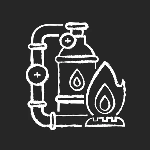 Αέριο Βιομηχανία Κιμωλία Λευκό Εικονίδιο Μαύρο Φόντο Επιχείρηση Ενέργειας Εκμετάλλευση — Διανυσματικό Αρχείο