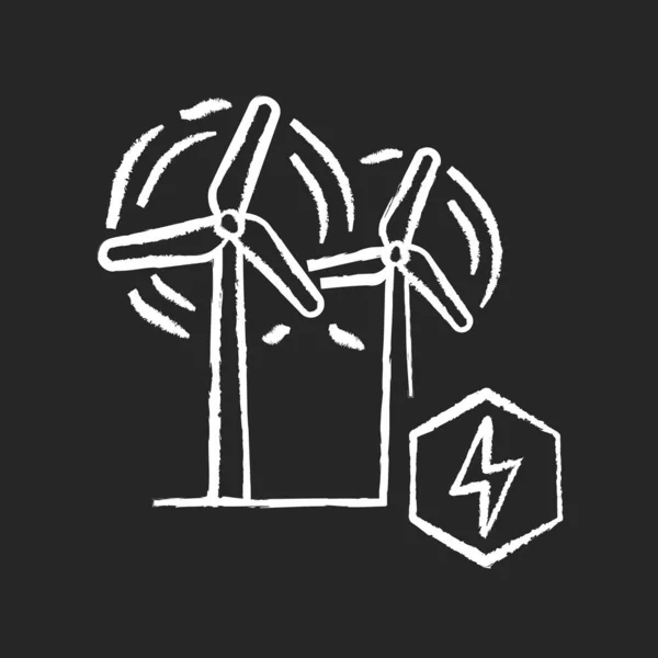 Windkrachtcentrale Krijt Wit Pictogram Zwarte Achtergrond Alternatieve Energie Industrie Gebruik — Stockvector