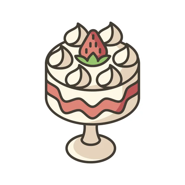 小的Rgb颜色图标 水果甜点加奶油 经典的英式烹饪 传统的英语甜点 欧洲糖果 真正的甜食 孤立的矢量说明 — 图库矢量图片