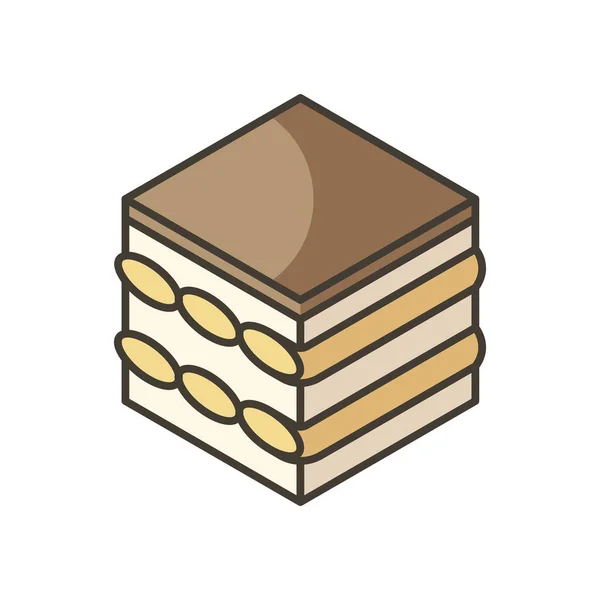 Tiramisu Rgb Color Icon Coffee Flavoured Dessert Cake Cream Cheese — Stock Vector