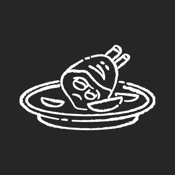Жареная Свиная Костяшка Мел Белый Значок Черном Фоне Немецкое Блюдо — стоковый вектор