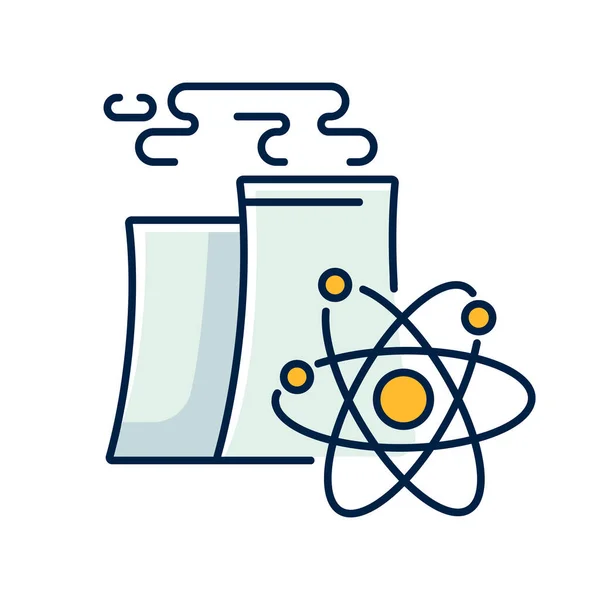 Industrie Nucléaire Icône Couleur Rvb Technologie Fabrication Énergie Atomique Centrale — Image vectorielle