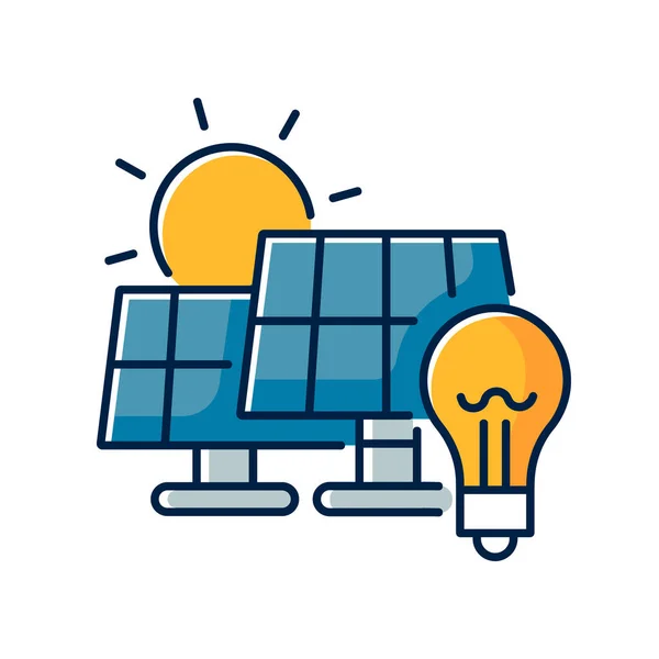 Solar Power Station Rgb Color Icon Renewable Energy Alternative Electricity — Stock Vector