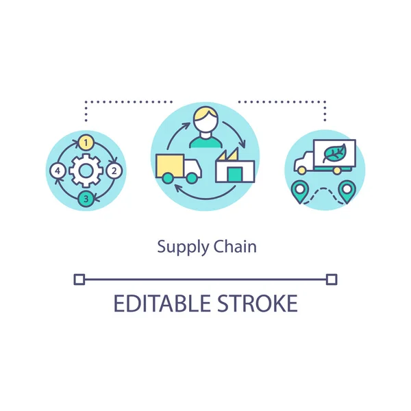 Icono Del Concepto Cadena Suministro Trabajo Del Fabricante Fábrica Entrega — Vector de stock