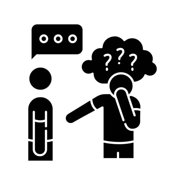 Icono Del Glifo Negro Del Síndrome Asperger Dificultad Para Comunicarse — Vector de stock