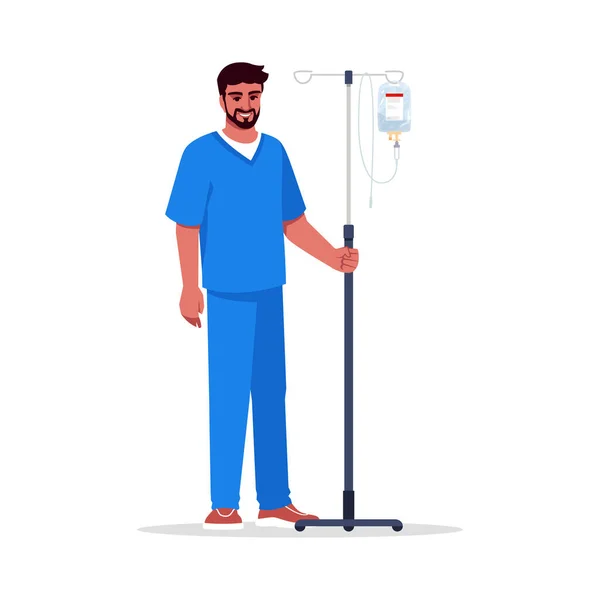 Illustration Vectorielle Couleur Rvb Semi Plate Infirmière Masculine Personnel Médical — Image vectorielle
