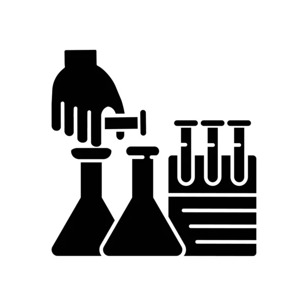 Diy科学黑色象形文字 实验室研究 化学项目 药物开发 学校实验室的化学实验 白色空间上的轮廓符号 矢量孤立的说明 — 图库矢量图片