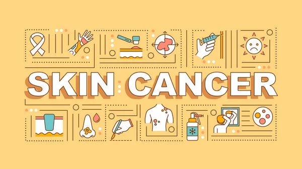 Banner Conceptos Palabra Cáncer Piel Melanoma Célula Basal Escamosa Infografías — Vector de stock