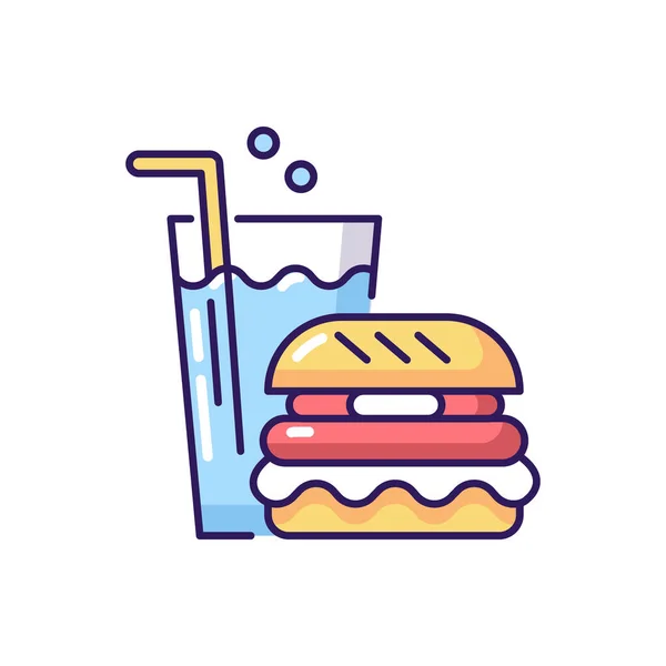 Fast Food Rgb Kleurenpictogram Speciale Eetruimte Het Waterpark Aquapark Recreatie — Stockvector