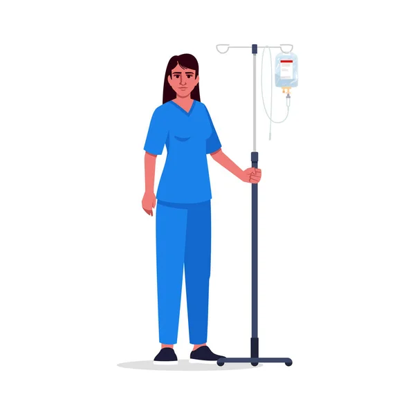 Infirmière Semi Plat Illustration Vectorielle Couleur Rvb Personnel Médical Professionnel — Image vectorielle
