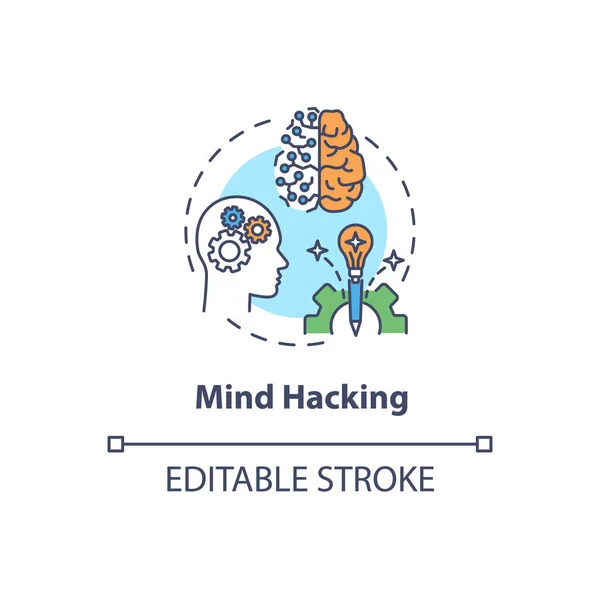 Icono Concepto Hacking Mente Entrenamiento Cerebral Idea Biohacking Ilustración Línea — Archivo Imágenes Vectoriales