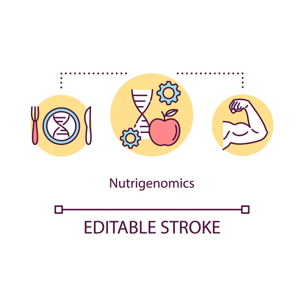 Icono Del Concepto Nutrigenómica Biohacking Comer Sano Idea Delgada Línea — Vector de stock