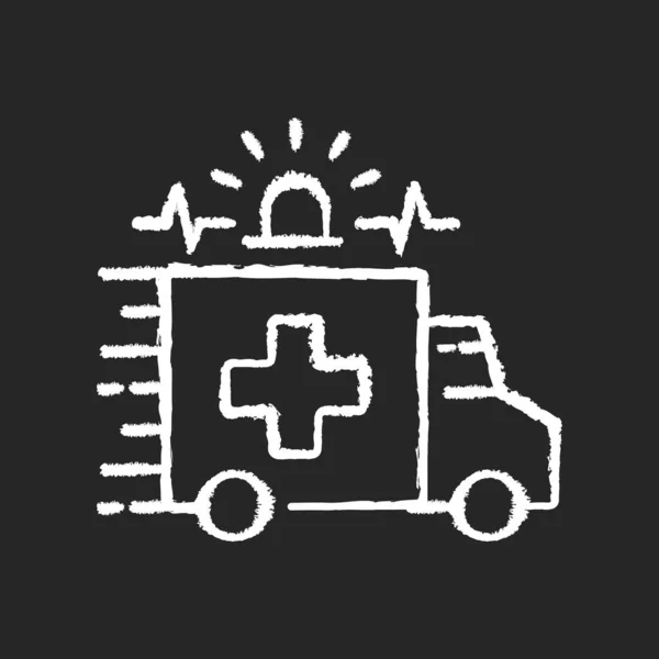 Ikon Putih Kapur Darurat Pada Latar Belakang Hitam Ambulans Respon - Stok Vektor