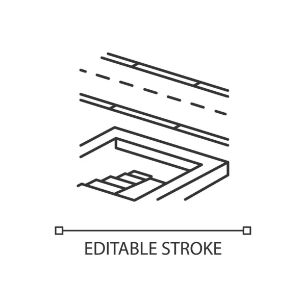 Линейная Икона Подземного Пешеходного Перехода Безопасный Пешеходный Переход Подземные Туннели — стоковый вектор