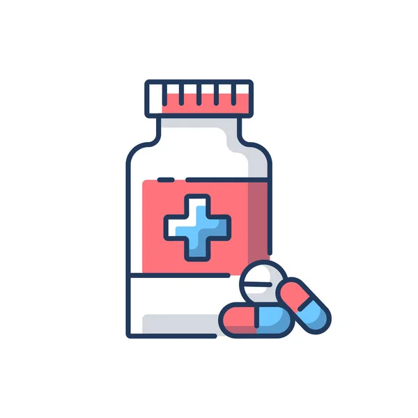 Apotheek Rgb Kleurenpictogram Drogisterij Farmaceutische Industrie Drugsproductie Pillen Voorgeschreven Medische — Stockvector