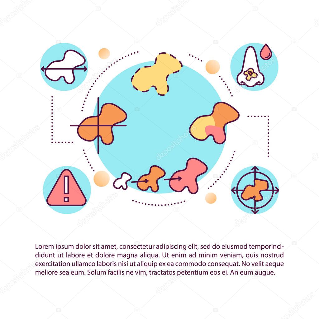 Melanoma warning signs concept icon with text. ABCDEs of melanoma. Evolving of moles. PPT page vector template. Brochure, magazine, booklet design element with linear illustrations