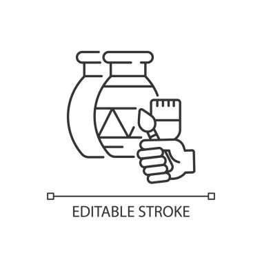 El işi doğrusal simgesi. Boyamak için el yapımı vazo. Yaratıcı işçilik için kil yaratımı. İnce çizgi özelleştirilebilir illüstrasyon. Contour sembolü. Vektör izole çizim. Düzenlenebilir vuruş