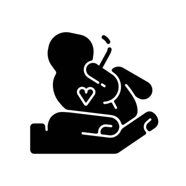 Doğum koğuşu siyah simge simgesi. Hamilelik ve doğum. Annelik bölümü. Annelik. Hamile kadınlar için bakım merkezi. Beyaz uzayda siluet sembolü. Vektör izole illüstrasyonu