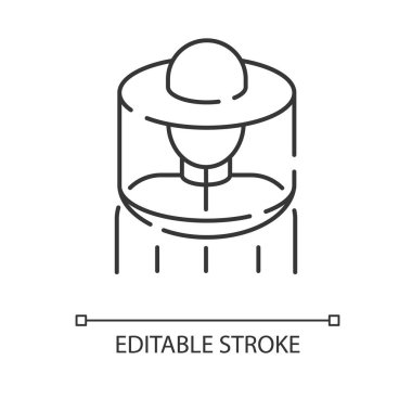 Arıcı giysisi doğrusal simgesi. Apiarist koruyucu iş kıyafeti. İnce çizgi özelleştirilebilir illüstrasyon. Contour sembolü. Apiary işçisi, arı çiftliği çalışanı vektör izole çizim. Düzenlenebilir vuruş