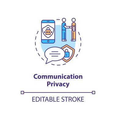 İletişim gizlilik konsepti simgesi. Kişisel mesaj koruma fikri ince çizgi çizimi. Kişisel alan. - Gizlilik. Vektör izole edilmiş RGB renk çizimi. Düzenlenebilir vuruş