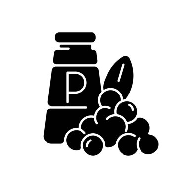 Kara biber kabartma simgesi. Karabiberli mısır. Doğal takviye. Baharatlı yemek çeşnisi. Otlar ve baharatlar pişiriyorum. Beyaz uzayda siluet sembolü. Vektör izole illüstrasyonu