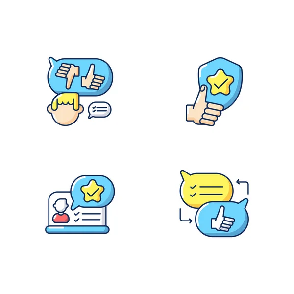 Social Communication Rgb Color Icons Set Decision Making Reliability Criticism — Stock Vector