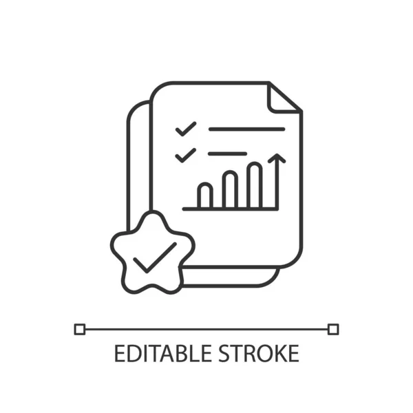 Icono Lineal Del Documento Contable Revisión Positiva Informe Sobre Creciente — Vector de stock