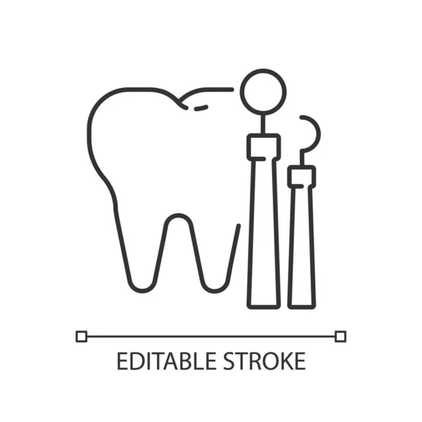 Icona Lineare Odontoiatria Medicina Dentale Salute Stomatologia Trattamento Dei Denti — Vettoriale Stock